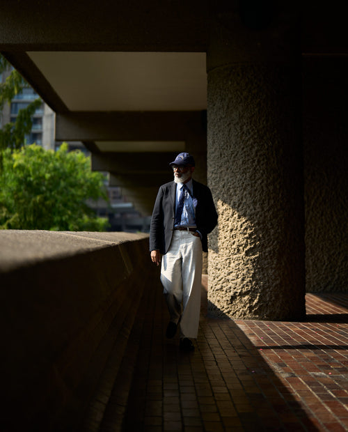 Ivy Ellis X Garmsville, walking through the Barbican, London
