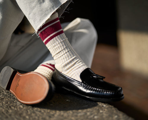 Cream and Bordeaux Socks by Ivy Ellis