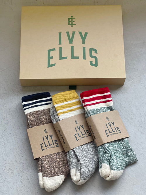 The Highland Slub Gift Set| Men's Crew Sock 3 Pack + Gift Box