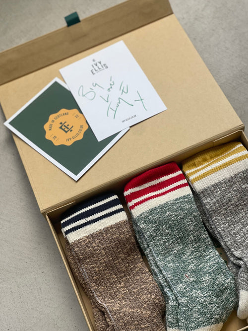 The Highland Slub Gift Set| Men's Crew Sock 3 Pack + Gift Box