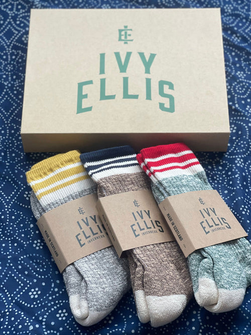 The Highland Slub Gift Set| Men's Crew Sock 3 Pack + Gift Box