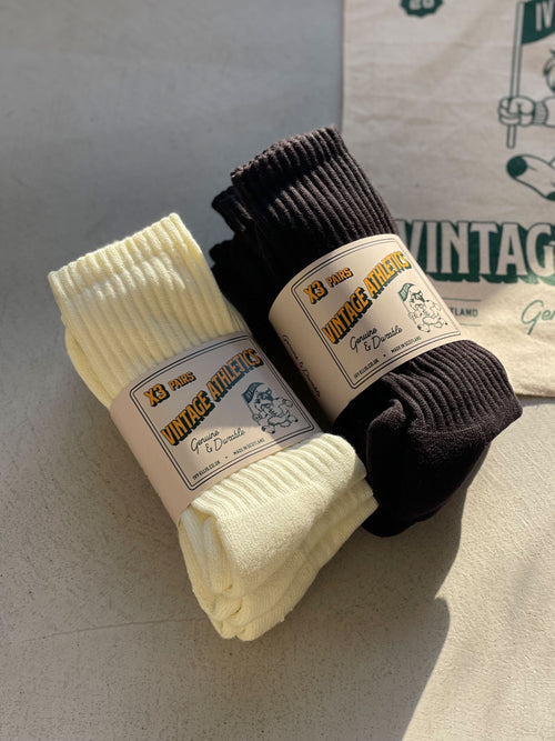 The Vintage Athletic Triple Pack | Women's Quarter Socks - Cream in sock wrap