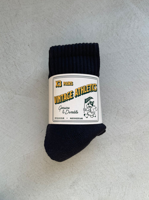 The Vintage Athletic Triple Pack | Women's Quarter Socks - Black in sock wrap
