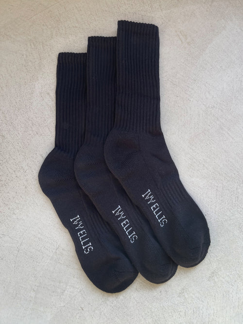 The Vintage Athletic Triple Pack | Men's Crew Socks - Black by Ivy Ellis Socks