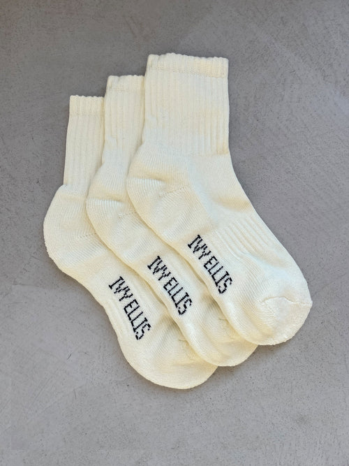 The Vintage Athletic Triple Pack | Women's Quarter Socks - Cream by Ivy Ellis Socks