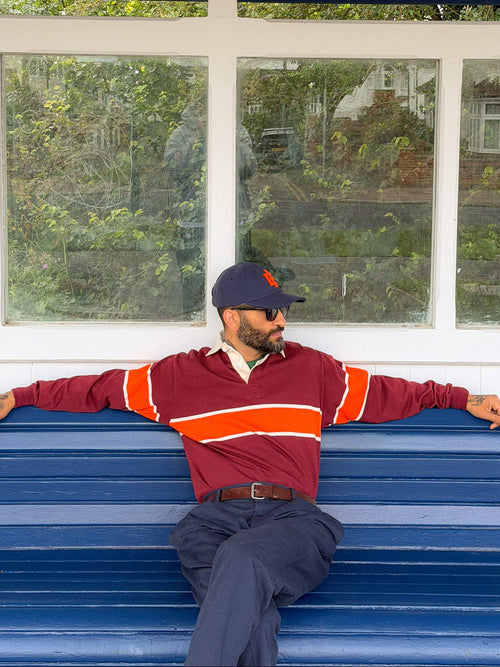 The Mayday in Bordo and Orange | Unisex Rugby Shirt