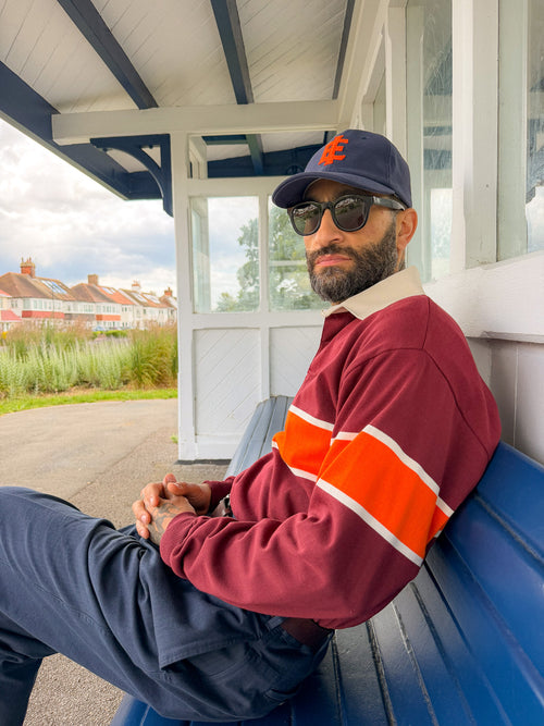 The Mayday in Bordo and Orange | Unisex Rugby Shirt
