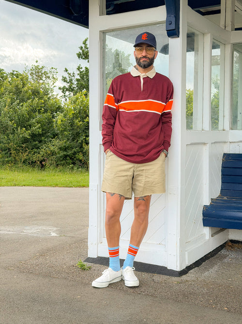 The Mayday in Bordo and Orange | Unisex Rugby Shirt