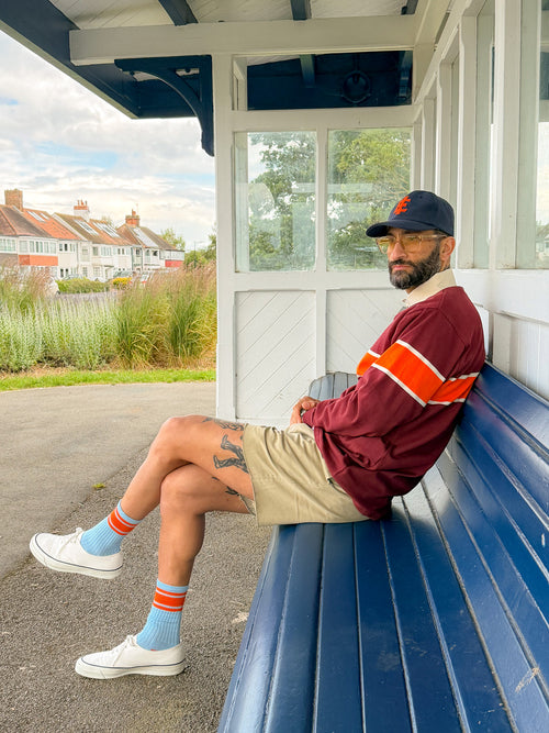 The Mayday in Bordo and Orange | Unisex Rugby Shirt