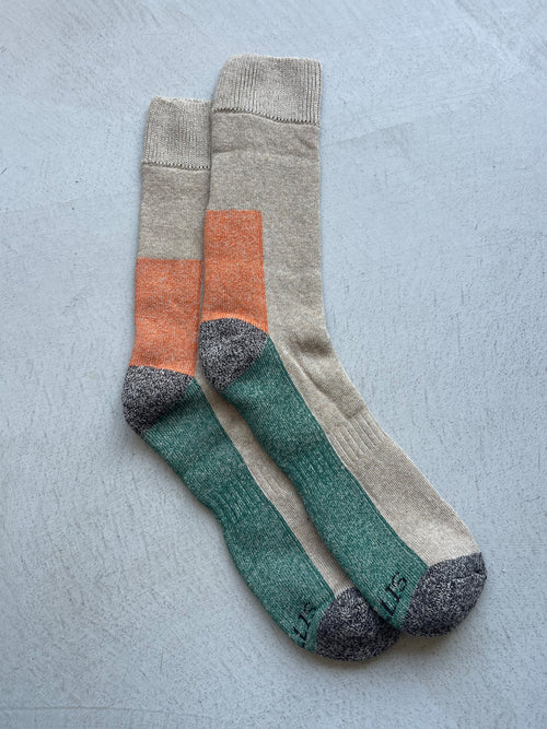 Tan, Orange and Green Mens Crew Socks by Ivy Ellis