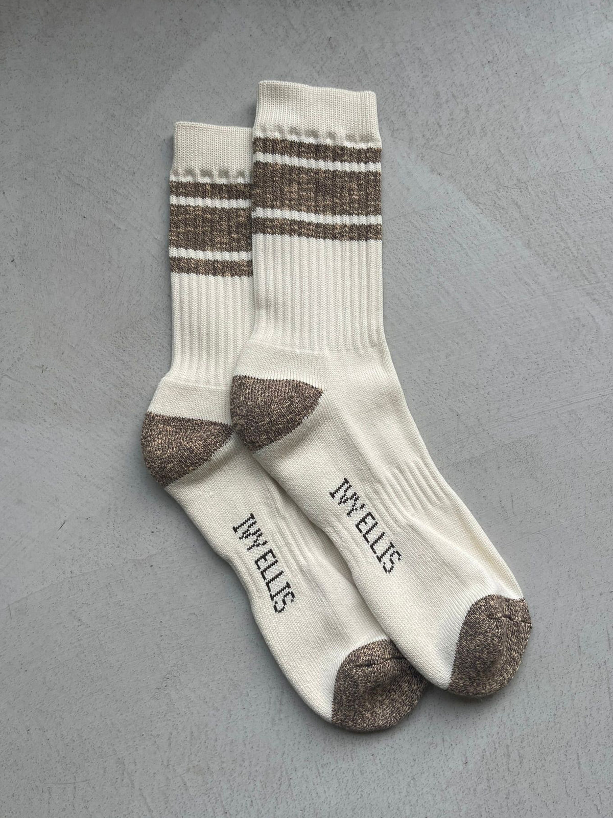 The Stenerson | Men's Cream And Tobacco Crew Length Socks