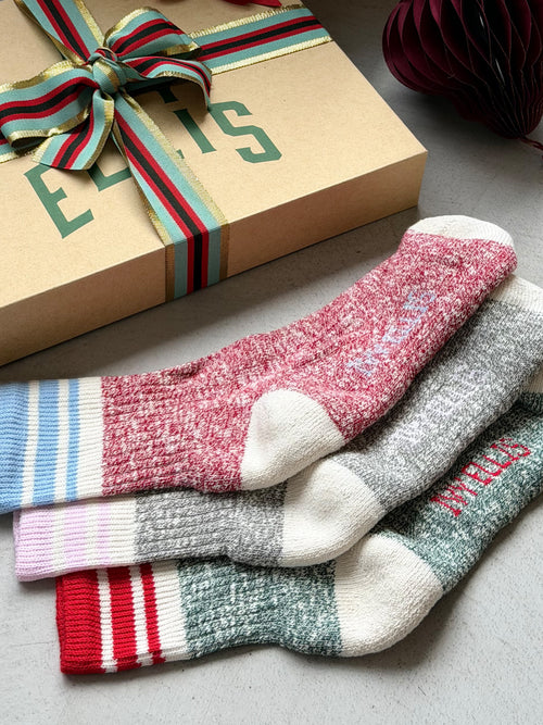 The Highland Slub Gift Set | Women&#39;s Quarter Sock 3 Pack + Gift Box